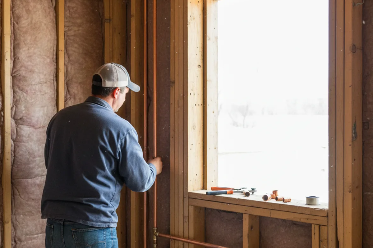 Licensed plumber running new copper supply lines in a Fairchance home