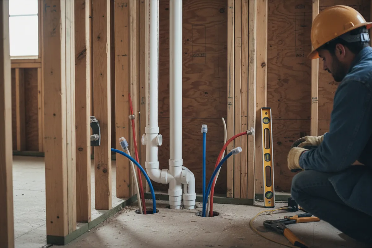 Drain and supply rough-in during Leak Detection in Fairchance