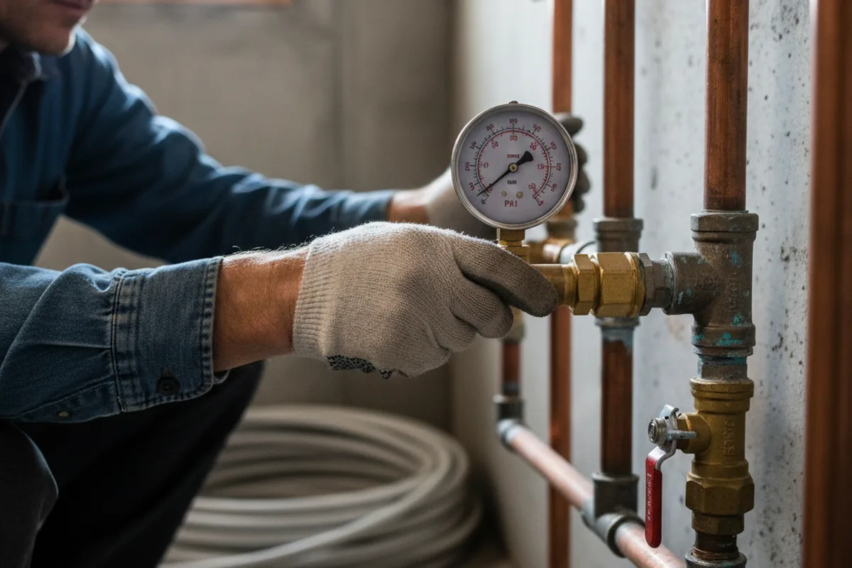 Pressure testing a repaired line during Water Line Repair in Fairchance